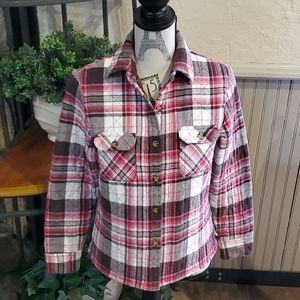 Plaid Button-Up Shirt - Red and White